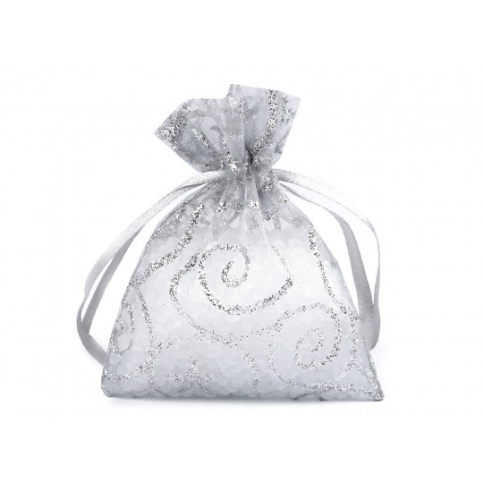 Săculeț organza cu sclipici, 6,5x9 cm | Mimib
