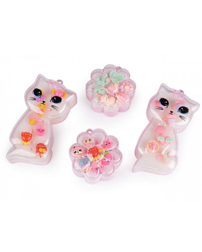 Set de inele pentru copii in cutie, pisica, floare - 1 cutie | Mimib