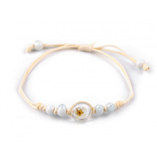 Brățară Shamballa cu mărgele și floare - 1 buc. | Mimib