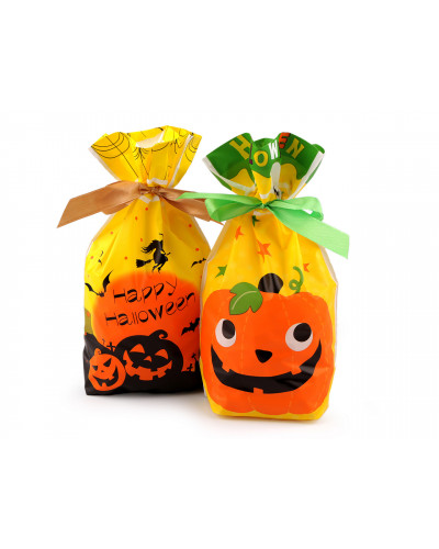 Punga produse alimentare cu panglică din satin Halloween 15x22,5 cm - 5 buc. | Mimib