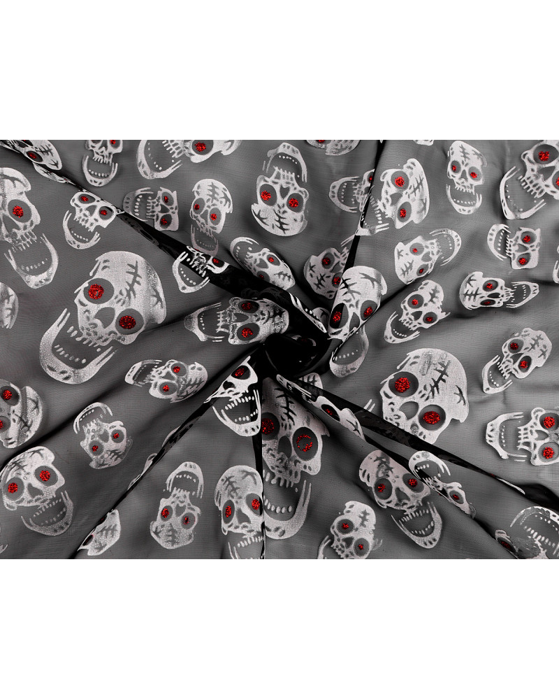 Organza Halloween / cranii cu sclipici - 1 m | Mimib