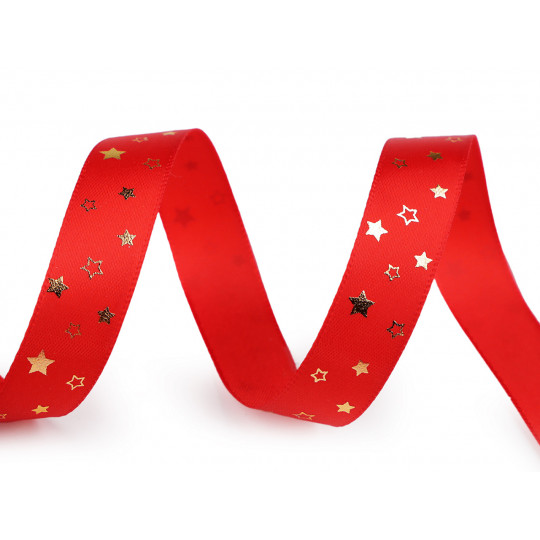 Panglică din satin de Crăciun stele lățime 15 mm - 5 m | Mimib