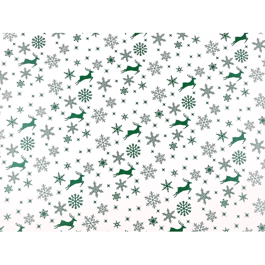 Hârtie de împachetat de Crăciun, ren,  fulgi de nea, stele 0,7x2 m - 1 buc. | Mimib