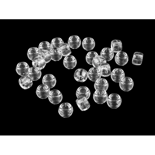 Mărgele din plastic cu gaură mare 9x6 mm - 20 g | Mimib