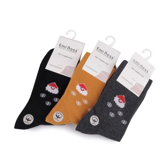 Vianočné dámske bavlnené ponožky Emi Ross - 3 pár | Mimib