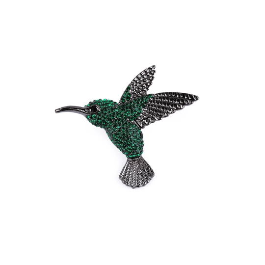 Brošňa s brúsenými kamienkami kolibrík - 1 ks | Mimib
