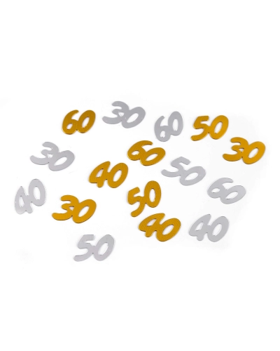 Konfety čísla 30, 40, 50, 60 - na párty, narodeninové oslavy - 1 sáčok | Mimib