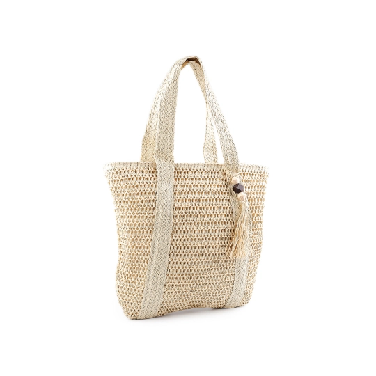 Háčkovaná kabelka z rafie - lyka so zipsom 42x39 cm - 1 ks | Mimib