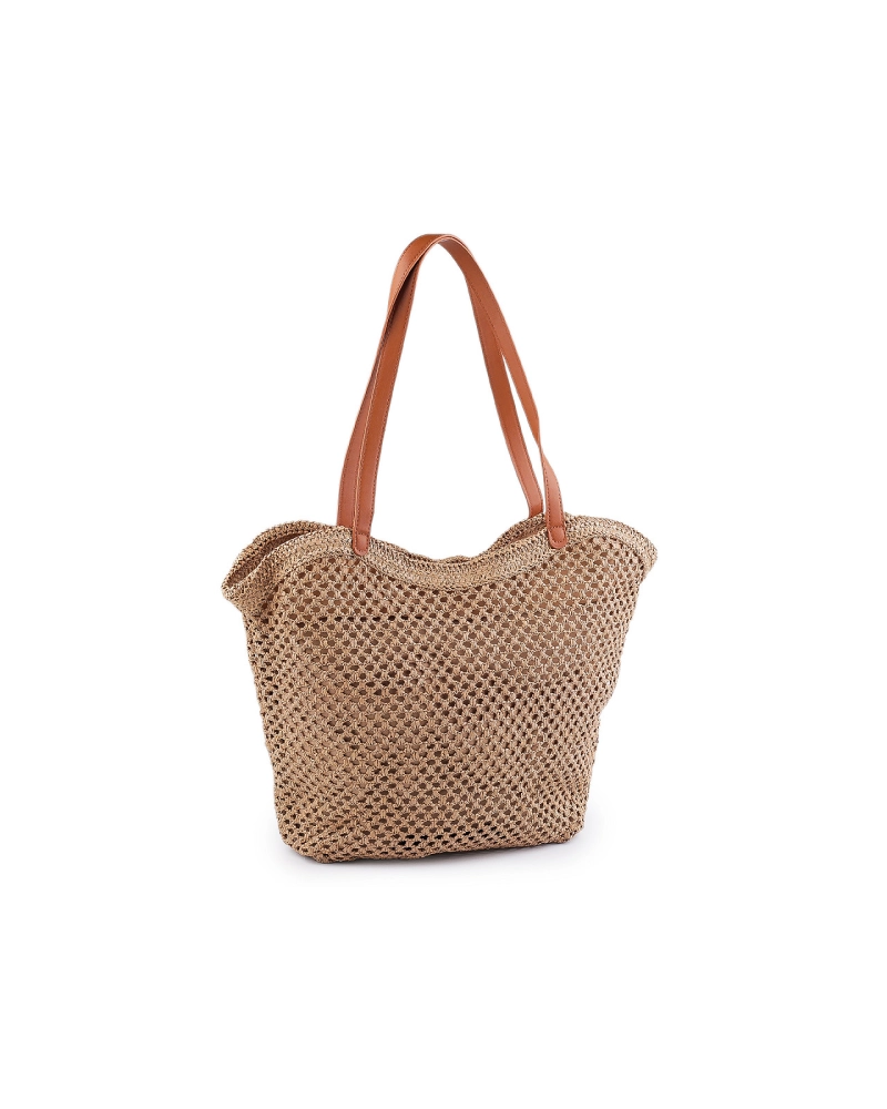 Háčkovavá kabelka z rafie - lyka so zipsom 47x36 cm - 1 ks | Mimib Háčkovavá kabelka z rafie - lyka so zipsom 47x36 cm - 1 ks | Mimib