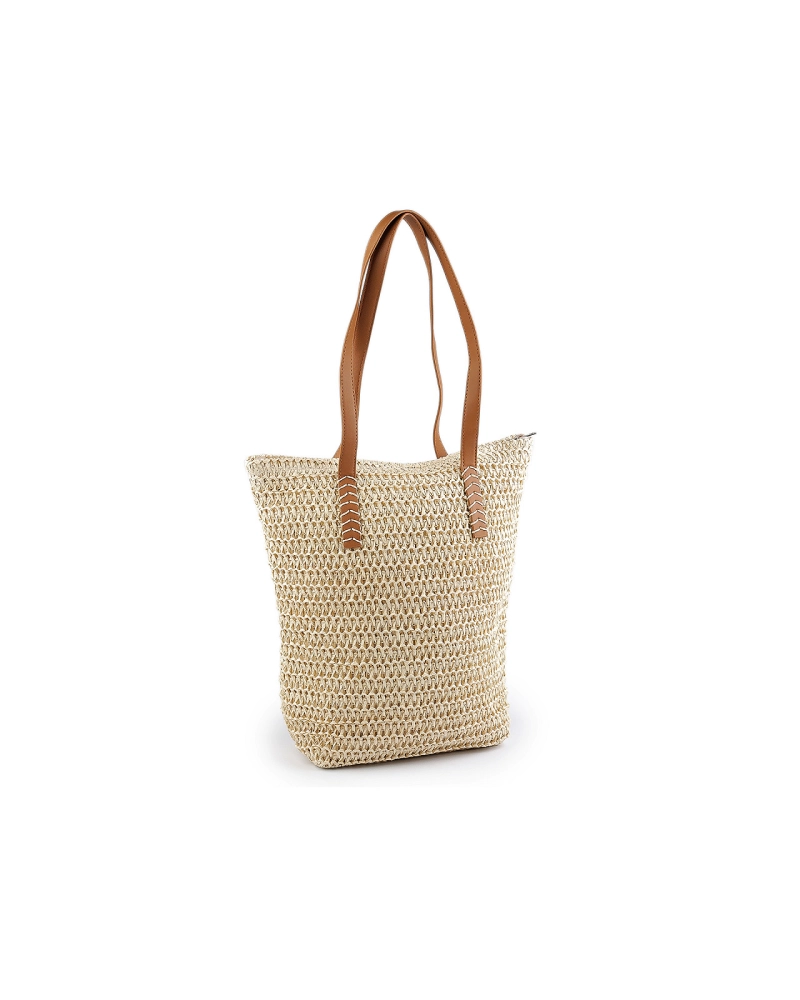 Háčkovaná kabelka z rafie - lyka so zipsom 33x36 cm - 1 ks | Mimib Háčkovaná kabelka z rafie - lyka so zipsom 33x36 cm - 1 ks | Mimib