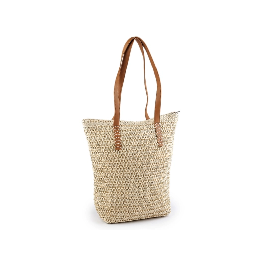 Háčkovaná kabelka z rafie - lyka so zipsom 33x36 cm - 1 ks | Mimib