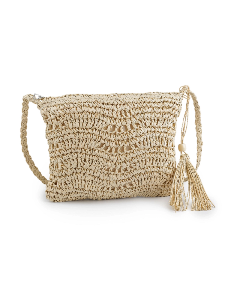 Háčkovavá kabelka z rafie - lyka so zipsom 27x23 cm - 1 ks | Mimib Háčkovavá kabelka z rafie - lyka so zipsom 27x23 cm - 1 ks | Mimib