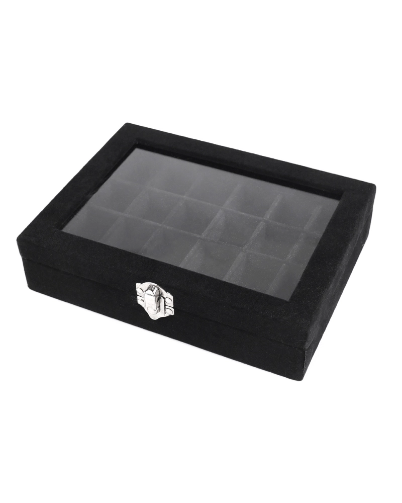 Šperkovnica so skleneným priehľadom zamatová 15x20x5 cm - 1 pár | Mimib