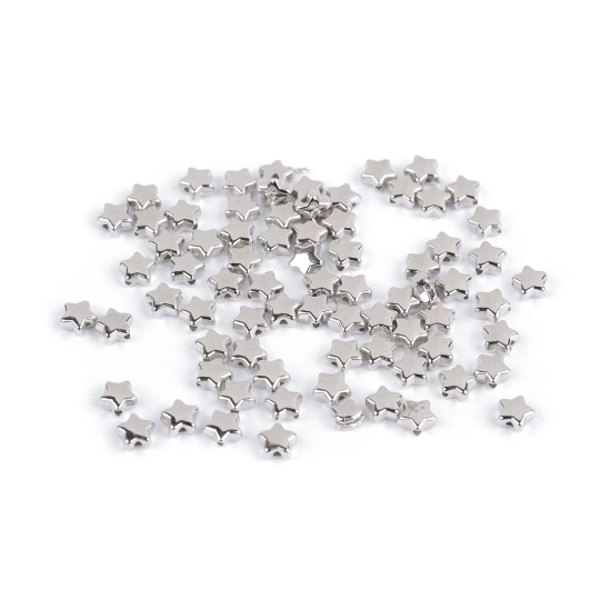 Plastové korálky mini hviezdičky, srdiečka, kocky metalické - 10 g | Mimib