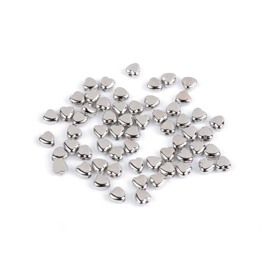 Plastové korálky mini hviezdičky, srdiečka, kocky metalické - 10 g | Mimib