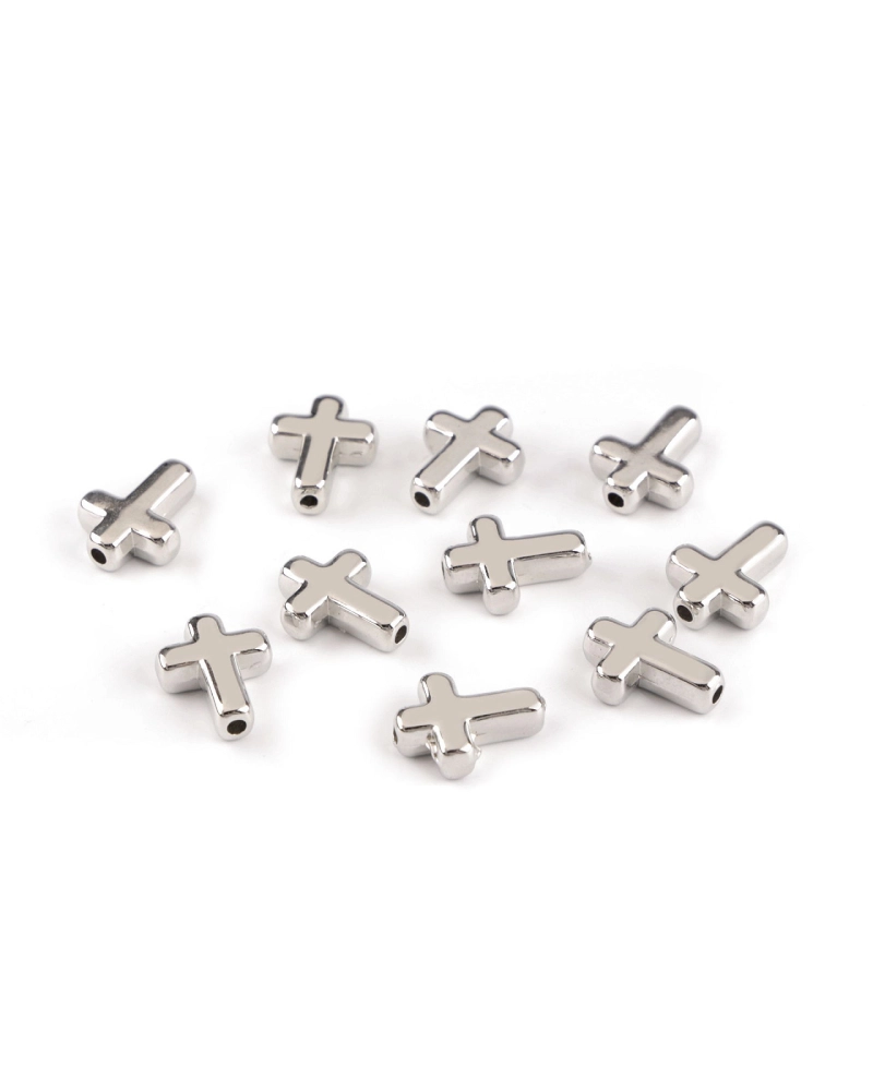 Plastové korálky / komponenty na výrobu šperkov krížik 12x15 mm metalické - 10 ks | Mimib Plastové korálky / komponenty na výrobu šperkov krížik 12x15 mm metalické - 10 ks | Mimib