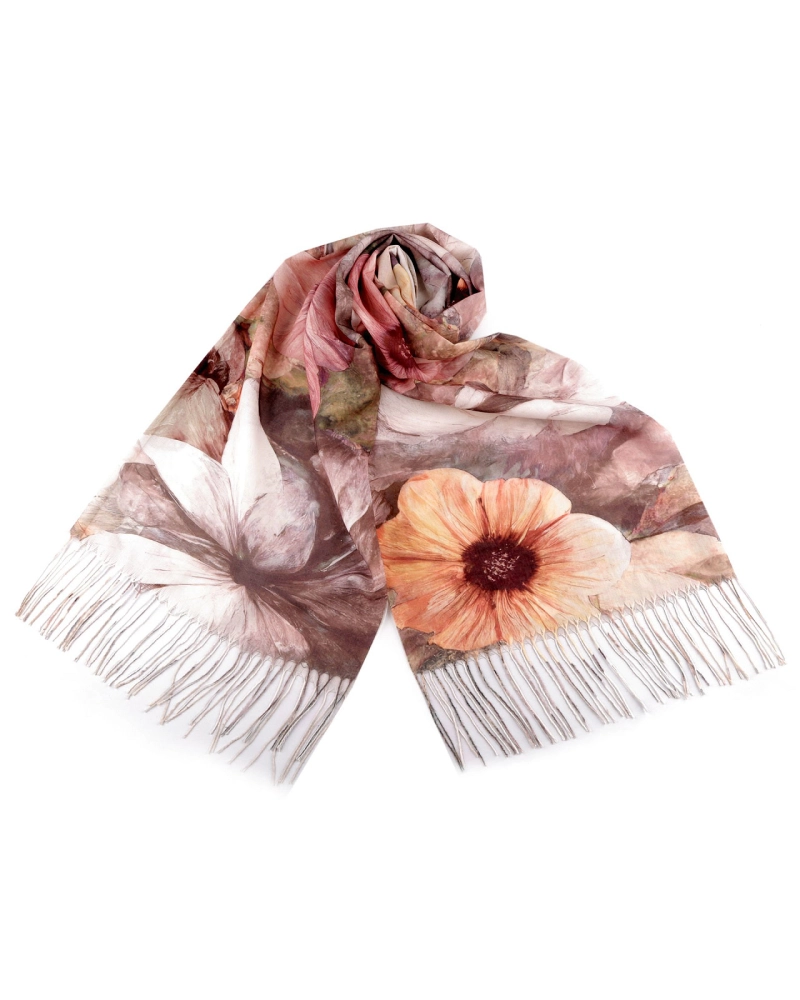 Letná šatka / šál so strapcami kvety 70x180 cm - 1 ks | Mimib Letná šatka / šál so strapcami kvety 70x180 cm - 1 ks | Mimib