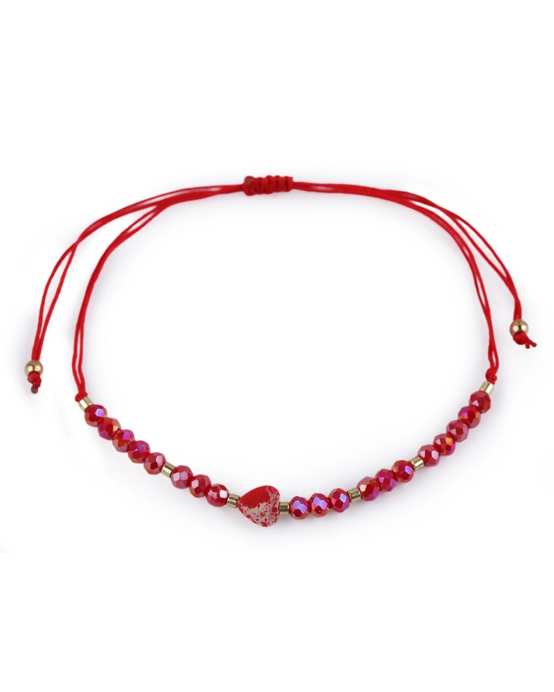 Náramok shamballa srdce a brúsené korálky s AB efektom - 1 ks | Mimib Náramok shamballa srdce a brúsené korálky s AB efektom - 1 ks | Mimib