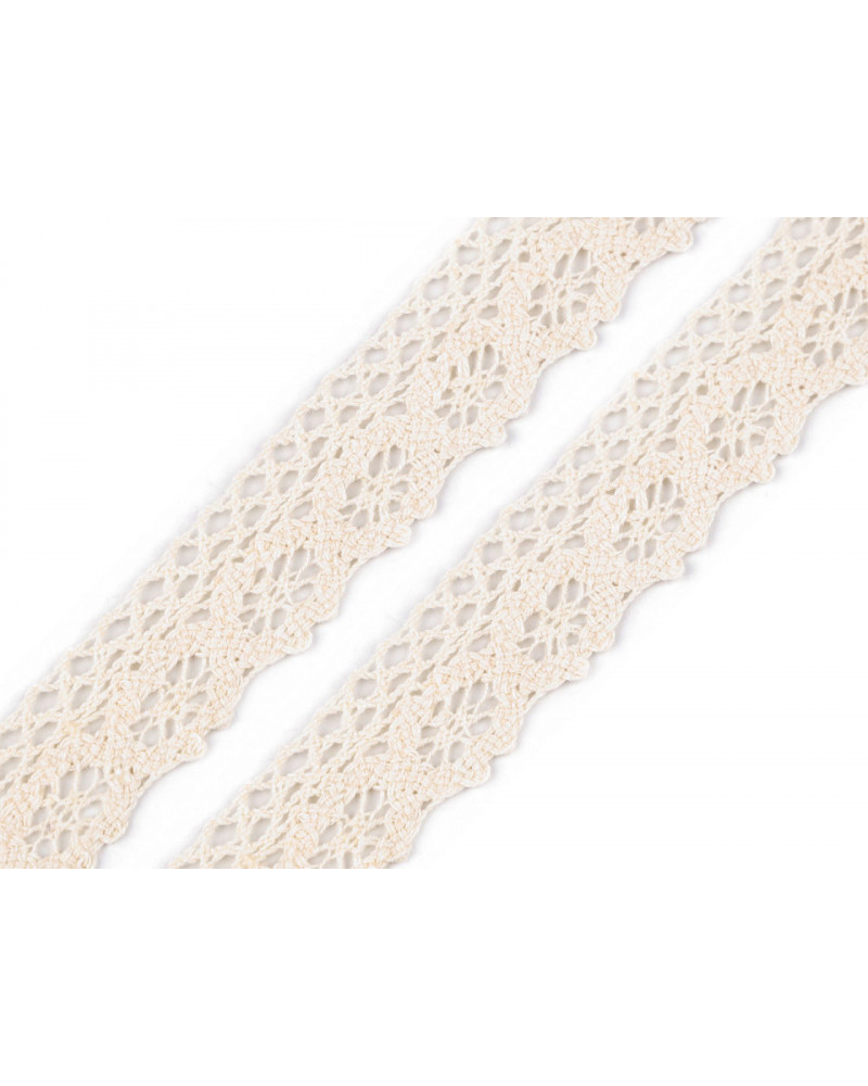 Dantelă bumbac croşetată, lățime 25 mm | Mimib
