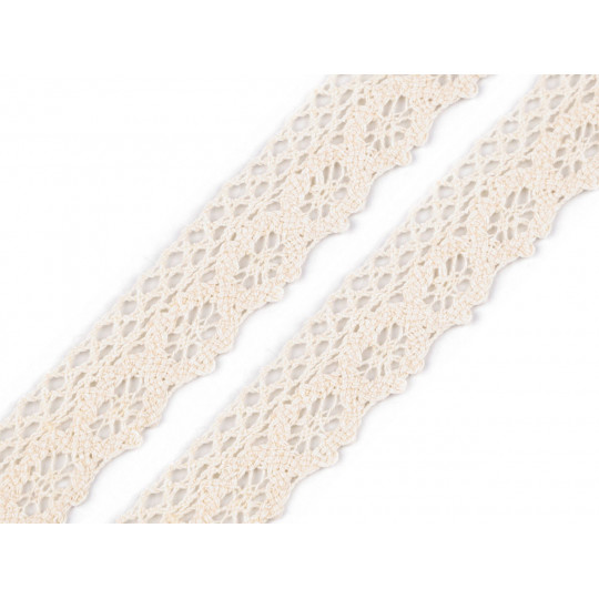 Dantelă bumbac croşetată, lățime 25 mm | Mimib