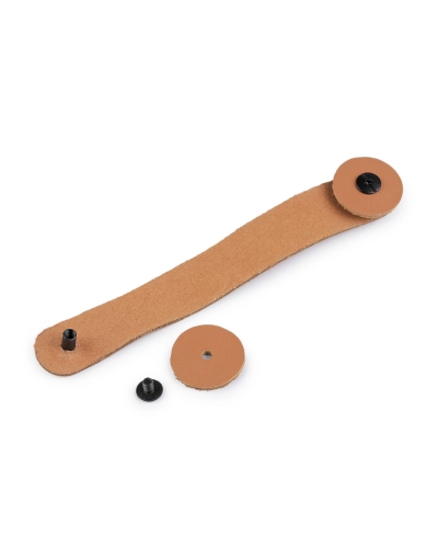Kožené ucho / úchytka na košíky a veká so skrutkovacím nitom 2x15 cm - 1 ks | Mimib