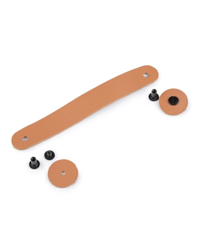 Kožené ucho / úchytka na košíky a veká so skrutkovacím nitom 2x15 cm - 1 ks | Mimib