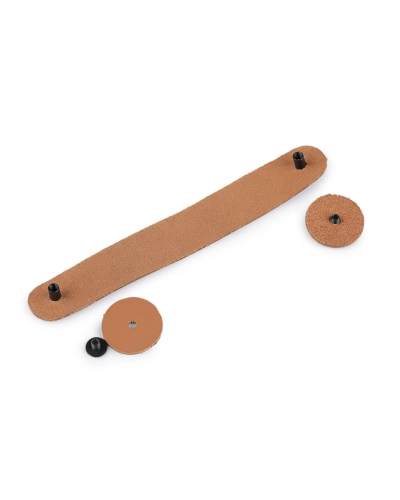 Kožené ucho / úchytka na košíky a veká so skrutkovacím nitom 2x15 cm - 1 ks | Mimib