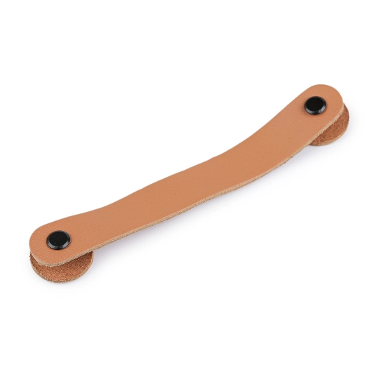 Kožené ucho / úchytka na košíky a veká so skrutkovacím nitom 2x15 cm - 1 ks | Mimib