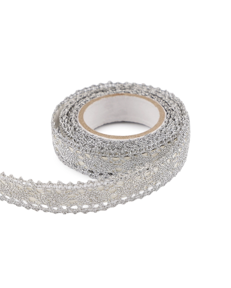 Samolepiaca čipka šírka 15 mm metalická - 1 ks | Mimib Samolepiaca čipka šírka 15 mm metalická - 1 ks | Mimib
