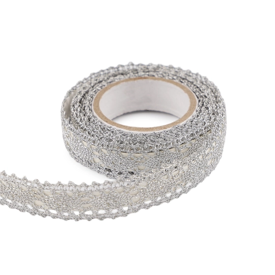 Samolepiaca čipka šírka 15 mm metalická - 1 ks | Mimib