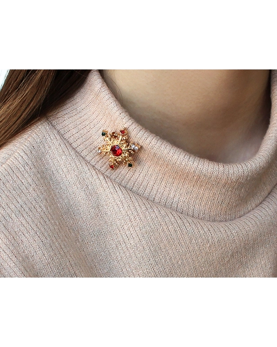 Brošňa s brúsenými kamienkami vločka - 1 ks | Mimib Brošňa s brúsenými kamienkami vločka - 1 ks | Mimib