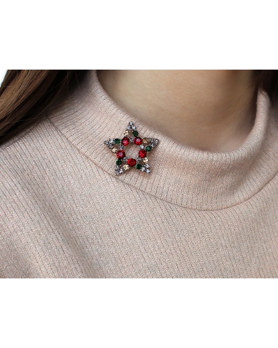 Vianočná brošňa s brúsenými kamienkami hviezda - 1 ks | Mimib Vianočná brošňa s brúsenými kamienkami hviezda - 1 ks | Mimib