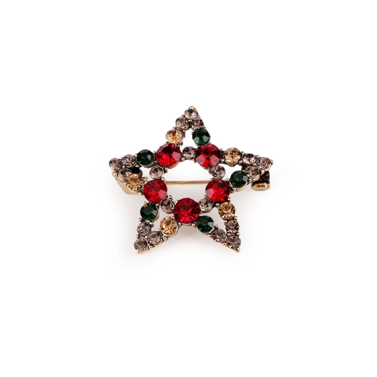 Vianočná brošňa s brúsenými kamienkami hviezda - 1 ks | Mimib Vianočná brošňa s brúsenými kamienkami hviezda - 1 ks | Mimib