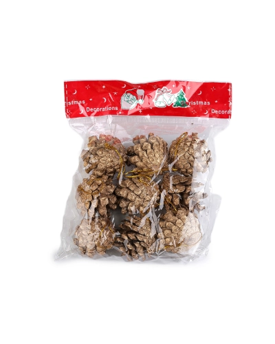 Vianočné šišky metalické na zavesenie - 9 ks | Mimib Vianočné šišky metalické na zavesenie - 9 ks | Mimib