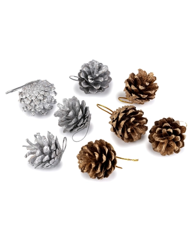 Vianočné šišky metalické na zavesenie - 9 ks | Mimib Vianočné šišky metalické na zavesenie - 9 ks | Mimib