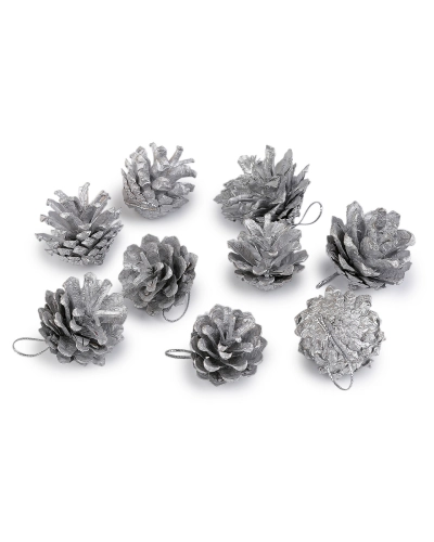 Vianočné šišky metalické na zavesenie - 9 ks | Mimib Vianočné šišky metalické na zavesenie - 9 ks | Mimib