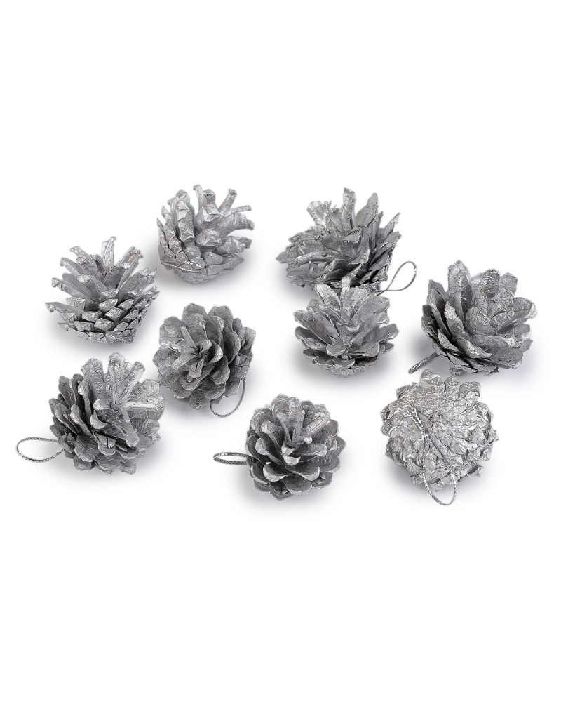 Vianočné šišky metalické na zavesenie - 9 ks | Mimib Vianočné šišky metalické na zavesenie - 9 ks | Mimib