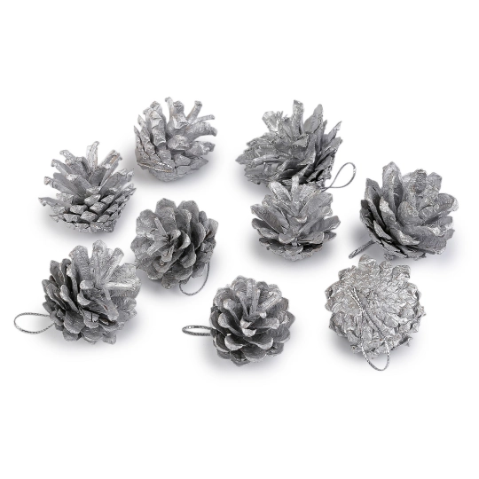 Vianočné šišky metalické na zavesenie - 9 ks | Mimib Vianočné šišky metalické na zavesenie - 9 ks | Mimib