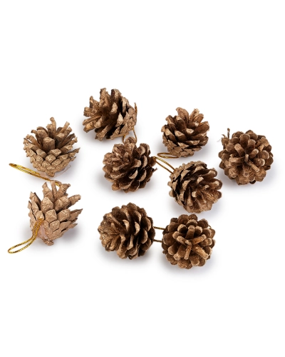 Vianočné šišky metalické na zavesenie - 9 ks | Mimib Vianočné šišky metalické na zavesenie - 9 ks | Mimib