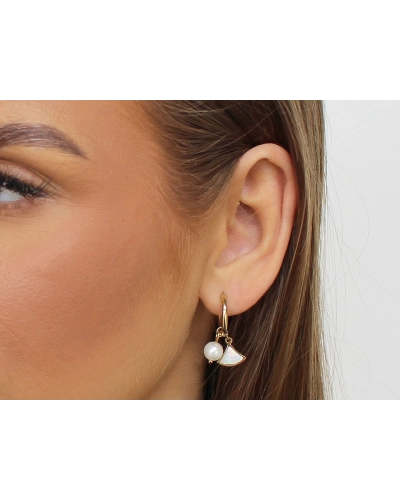 Náušnice z nerezovej ocele krúžky s perlou - 1 pár | Mimib