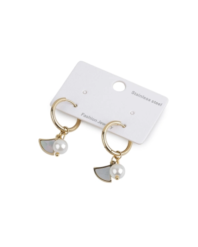 Náušnice z nerezovej ocele krúžky s perlou - 1 pár | Mimib Náušnice z nerezovej ocele krúžky s perlou - 1 pár | Mimib