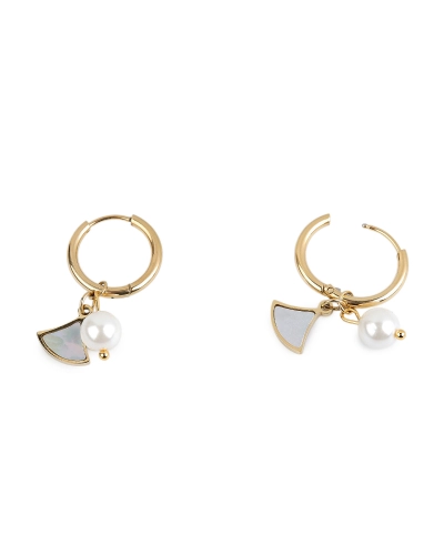 Náušnice z nerezovej ocele krúžky s perlou - 1 pár | Mimib Náušnice z nerezovej ocele krúžky s perlou - 1 pár | Mimib