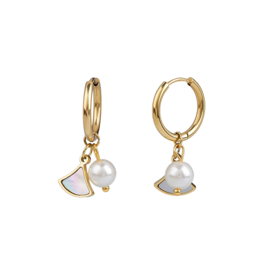 Náušnice z nerezovej ocele krúžky s perlou - 1 pár | Mimib