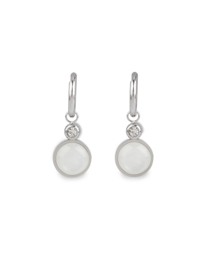 Náušnice z nerezovej ocele krúžky s brúseným kamienkom a perleťou - 1 pár | Mimib Náušnice z nerezovej ocele krúžky s brúseným kamienkom a perleťou - 1 pár | Mimib