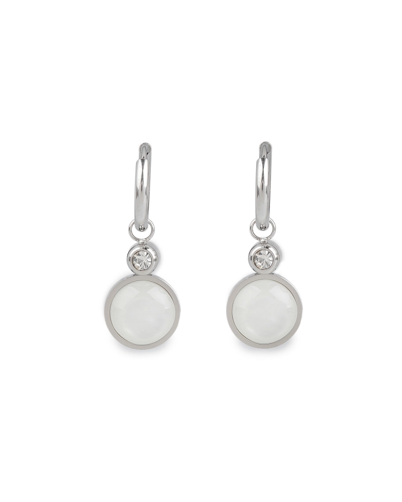 Náušnice z nerezovej ocele krúžky s brúseným kamienkom a perleťou - 1 pár | Mimib Náušnice z nerezovej ocele krúžky s brúseným kamienkom a perleťou - 1 pár | Mimib