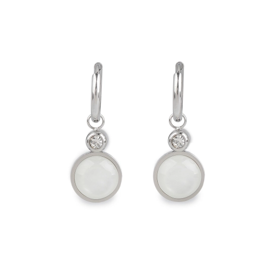 Náušnice z nerezovej ocele krúžky s brúseným kamienkom a perleťou - 1 pár | Mimib Náušnice z nerezovej ocele krúžky s brúseným kamienkom a perleťou - 1 pár | Mimib