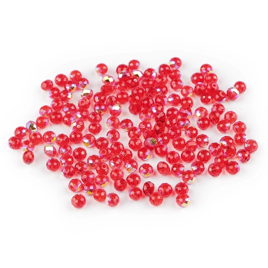 Sklenené korálky brúsené ohňovky 4 mm s AB efektom - 1 sáčok | Mimib