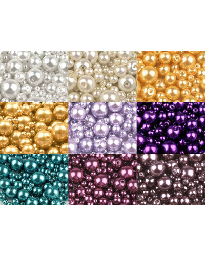 Perle sticlă lucioase, mix mărimi, Ø4-12 mm | Mimib Perle sticlă lucioase, mix mărimi, Ø4-12 mm | Mimib