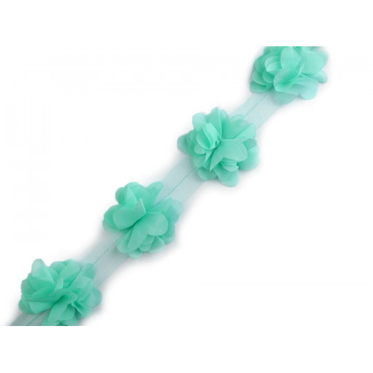 Bandă tul cu flori din șifon, lățime 60 mm | Mimib