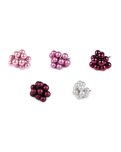 Vianočná sklenená banka na drôtiku Ø2 cm - mat a lesk - 12 ks | Mimib